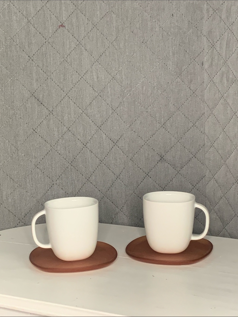 #155 White Ceramic Coffee Mug with Brown Glass